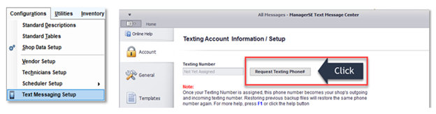 text messaging, message center